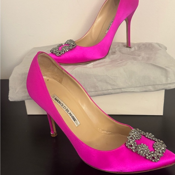Manolo Blahnik Fuchsia Heels with Silver Embellishments - Picture 5 of 6